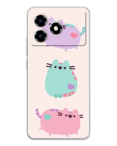 Чехол для ZTE Blade A36 с картинкой «Pusheen трио» Чехол для ZTE Blade A36 с картинкой «Pusheen трио»