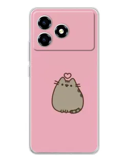 Чехол для ZTE Blade A36 с картинкой «Pusheen сердце»
