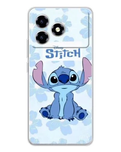 Чехол для ZTE Blade A36 с картинкой «Stitch среди цветов»