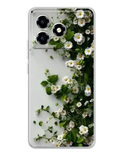 Чехол для ZTE Blade A36 с картинкой «Ветка мелких белых цветов»