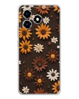Чехол для ZTE Blade A36 с картинкой «Узор из маленьких подсолнухов»