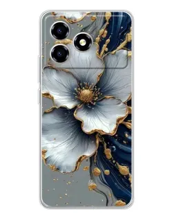 Чехол для ZTE Blade A36 с картинкой «Белый цветок и золотой флюид»