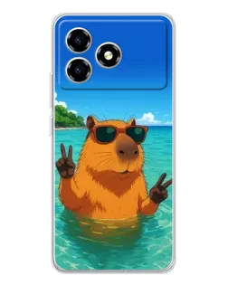 Чехол для ZTE Blade A36 с картинкой «Морская капибара»