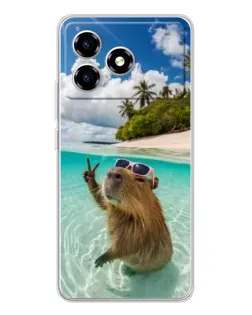 Чехол для ZTE Blade A36 с картинкой «Капибара на море»
