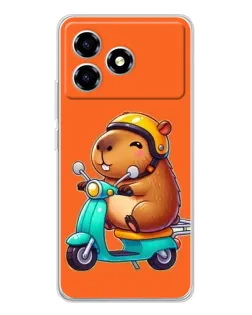 Чехол для ZTE Blade A36 с картинкой «Капибара на скутере»