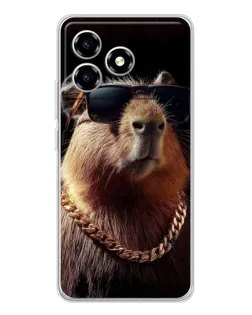 Чехол для ZTE Blade A36 с картинкой «Капибара золотая цепь»