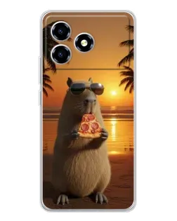 Чехол для ZTE Blade A36 с картинкой «Капибара с пиццей»