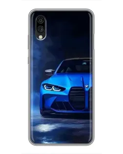 Чехол для ZTE Blade A5 (2020) с картинкой «Голубая BMW M4»