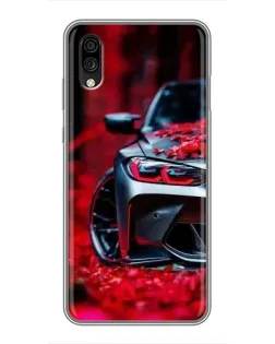 Чехол для ZTE Blade A5 (2020) с картинкой «Спортивная BMW и цветы»