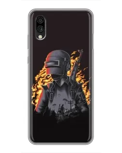 Чехол для ZTE Blade A5 (2020) с картинкой «PUBG — огненный силуэт»