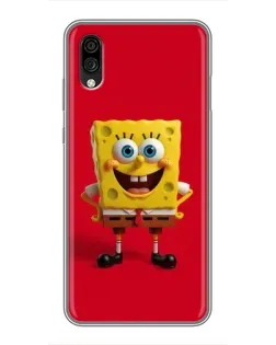 Чехол для ZTE Blade A5 (2020) с картинкой «Спанч Боб на красном»