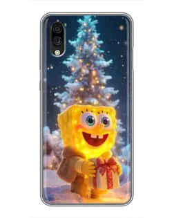 Чехол для ZTE Blade A5 (2020) с картинкой «Рождественский Спанч Боб»