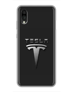 Чехол для ZTE Blade A5 (2020) с картинкой «Стальной логотип Tesla»