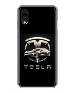 Чехол для ZTE Blade A5 (2020) с картинкой «Tesla — серебристое авто»