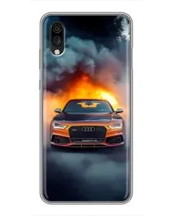 Чехол для ZTE Blade A5 (2020) с картинкой «Audi в огненном дыму»