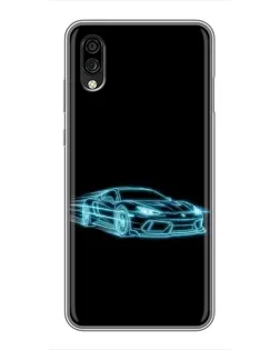 Чехол для ZTE Blade A5 (2020) с картинкой «Неоновый контур Lamborghini»