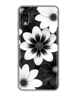 Чехол для ZTE Blade A5 (2020) с картинкой «Монохромные астры»