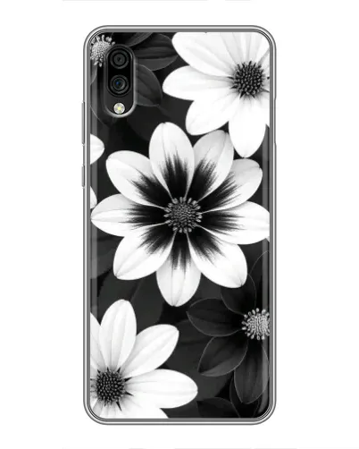 Чехол для ZTE Blade A5 (2020) с картинкой «Монохромные астры»