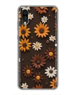 Чехол для ZTE Blade A5 (2020) с картинкой «Узор из маленьких подсолнухов»