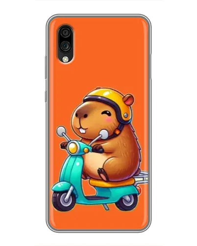 Чехол для ZTE Blade A5 (2020) с картинкой «Капибара на скутере»