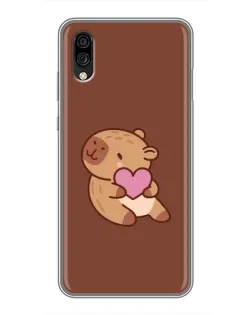 Чехол для ZTE Blade A5 (2020) с картинкой «Капибара с сердцем»