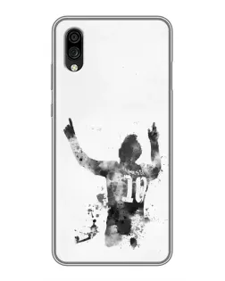 Чехол для ZTE Blade A5 (2020) с картинкой «Черно-белый силуэт Месси»