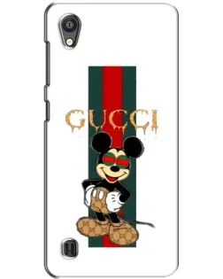 Чехол для ZTE Blade A5 с картинкой «Микки Маус Gucci — полосы»