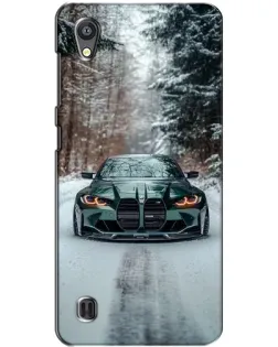 Чехол для ZTE Blade A5 с картинкой «BMW в зимнем лесу»