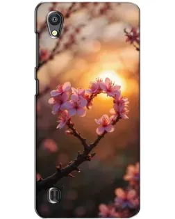 Чехол для ZTE Blade A5 с картинкой «Розовый цвет сердце на фоне заката»