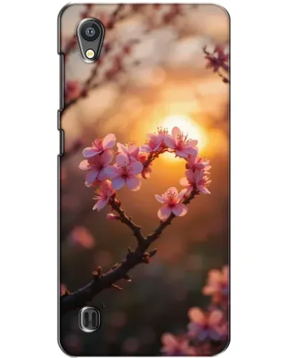 Чехол для ZTE Blade A5 с картинкой «Розовый цвет сердце на фоне заката»
