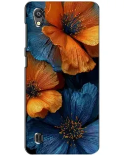 Чехол для ZTE Blade A5 с картинкой «Яркая сине-оранжевая флора»