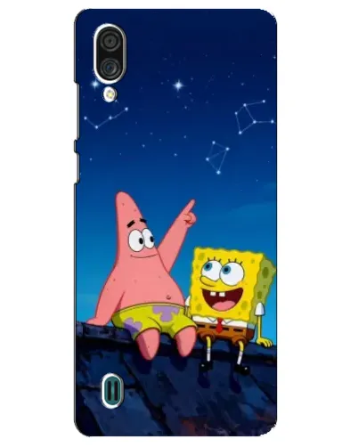 Чехол для ZTE Blade A51 Lite с картинкой «Губка Боб и Патрик ночью»