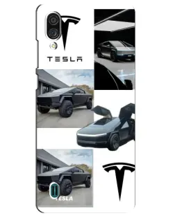 Чехол для ZTE Blade A51 Lite с картинкой «Коллаж Cybertruck Tesla»