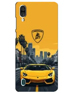Чехол для ZTE Blade A51 Lite с картинкой «Желтый Lamborghini город»