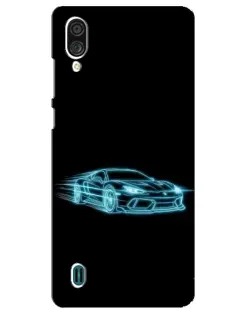 Чехол для ZTE Blade A51 Lite с картинкой «Неоновый контур Lamborghini»