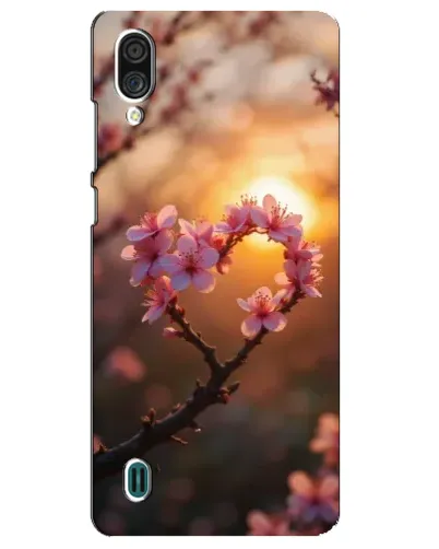 Чехол для ZTE Blade A51 Lite с картинкой «Розовый цвет сердце на фоне заката»