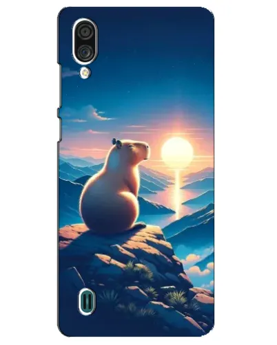 Чехол для ZTE Blade A51 Lite с картинкой «Закат солнца с капибарой»