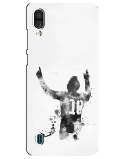 Чехол для ZTE Blade A51 Lite с картинкой «Черно-белый силуэт Месси»