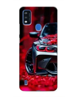 Чехол для ZTE Blade A51 с картинкой «Спортивная BMW и цветы»