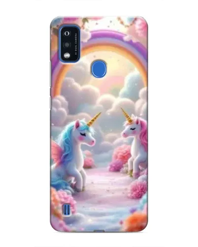 Чехол для ZTE Blade A51 с картинкой «Радуга и единороги»