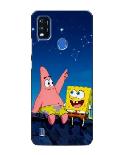 Чехол для ZTE Blade A51 с картинкой «Губка Боб и Патрик ночью»