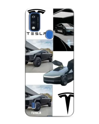 Чехол для ZTE Blade A51 с картинкой «Коллаж Cybertruck Tesla»