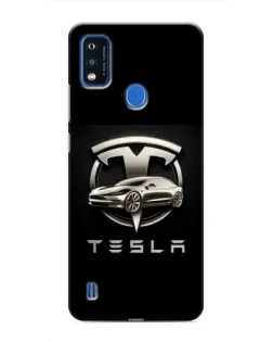 Чехол для ZTE Blade A51 с картинкой «Tesla — серебристое авто»