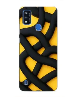 Чехол для ZTE Blade A51 с картинкой «Черное желтое переплетение»