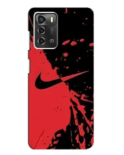 Чехол для ZTE Blade A52 с картинкой «Красные брызги Nike»