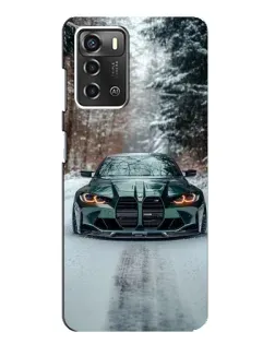 Чохол для ZTE Blade A52 з картинкою «BMW у зимовому лісі»