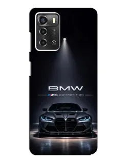 Чехол для ZTE Blade A52 с картинкой «BMW сквозь ночной город»