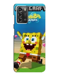 Чехол для ZTE Blade A52 с картинкой «Губка Боб Minecraft»