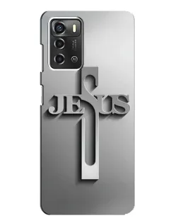 Чехол для ZTE Blade A52 с картинкой «Металлический крест Jesus»