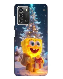 Чохол для ZTE Blade A52 з картинкою «Різдвяний Спанч Боб»